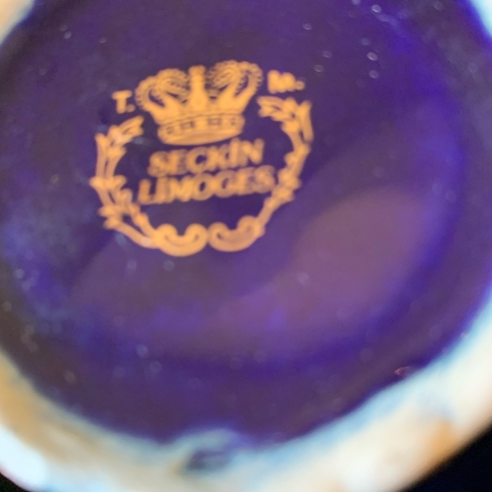 Bird Flowers cobalt blue Seckin Limoges Tea Set